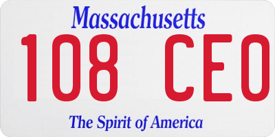 MA license plate 108CE0