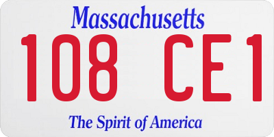 MA license plate 108CE1