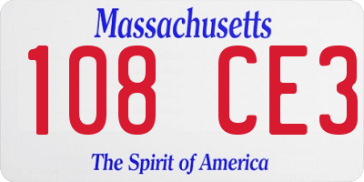 MA license plate 108CE3