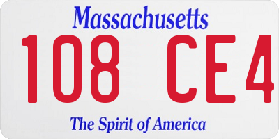 MA license plate 108CE4