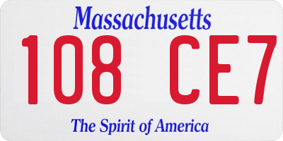 MA license plate 108CE7