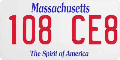 MA license plate 108CE8