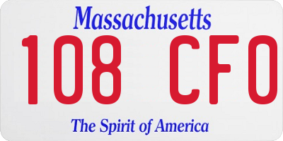 MA license plate 108CF0
