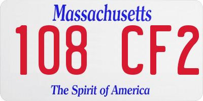 MA license plate 108CF2