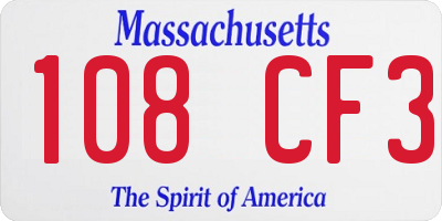 MA license plate 108CF3
