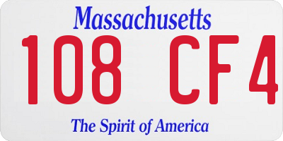 MA license plate 108CF4