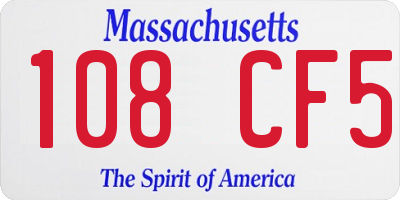 MA license plate 108CF5