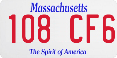 MA license plate 108CF6