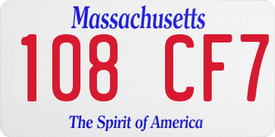 MA license plate 108CF7