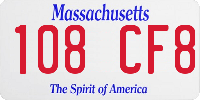 MA license plate 108CF8