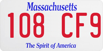 MA license plate 108CF9