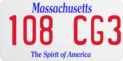 MA license plate 108CG3