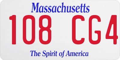 MA license plate 108CG4