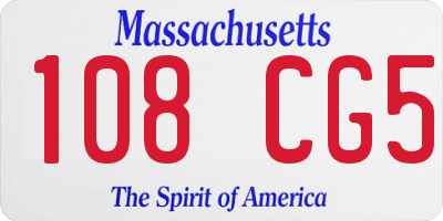 MA license plate 108CG5