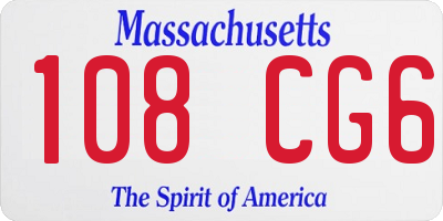 MA license plate 108CG6
