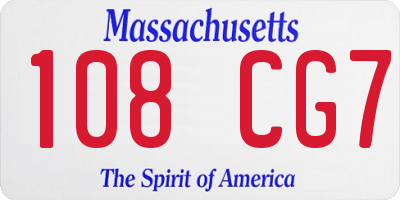 MA license plate 108CG7