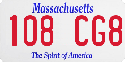 MA license plate 108CG8