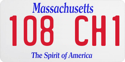 MA license plate 108CH1