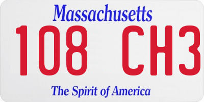 MA license plate 108CH3