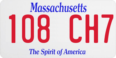MA license plate 108CH7