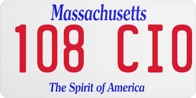 MA license plate 108CI0
