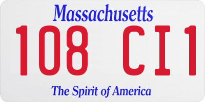 MA license plate 108CI1