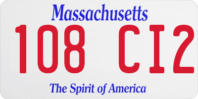 MA license plate 108CI2