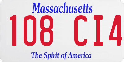 MA license plate 108CI4