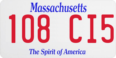 MA license plate 108CI5