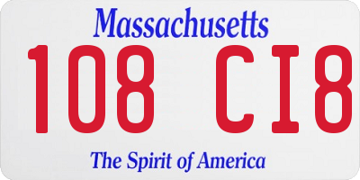 MA license plate 108CI8