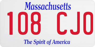 MA license plate 108CJ0