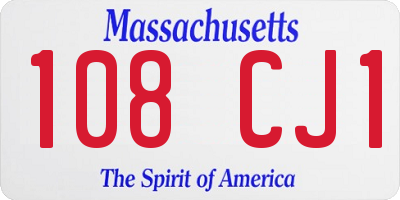 MA license plate 108CJ1