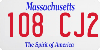MA license plate 108CJ2