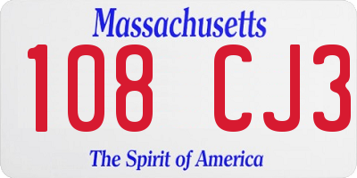MA license plate 108CJ3