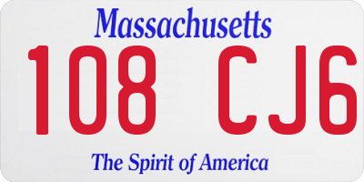 MA license plate 108CJ6