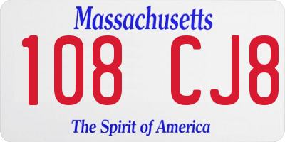 MA license plate 108CJ8