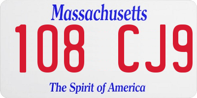 MA license plate 108CJ9