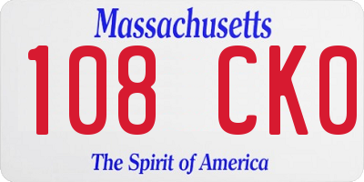 MA license plate 108CK0