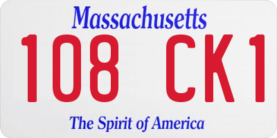 MA license plate 108CK1