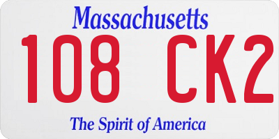 MA license plate 108CK2