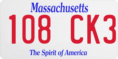 MA license plate 108CK3