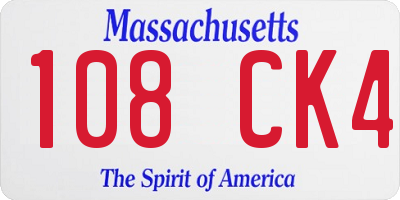 MA license plate 108CK4