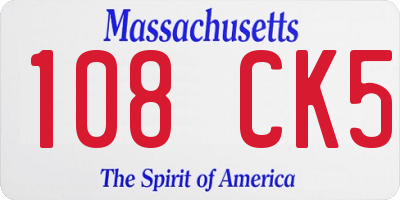 MA license plate 108CK5