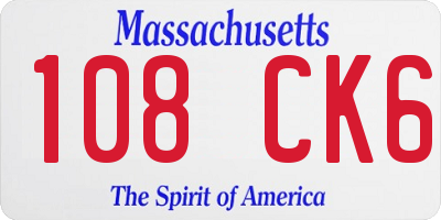MA license plate 108CK6