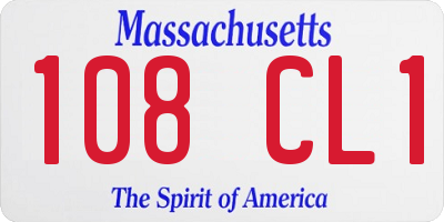 MA license plate 108CL1