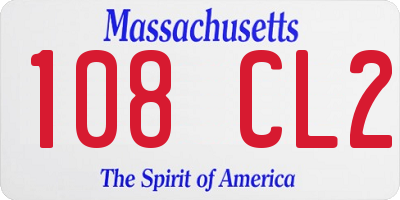 MA license plate 108CL2