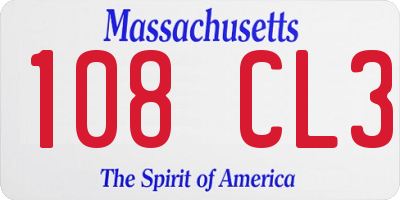 MA license plate 108CL3