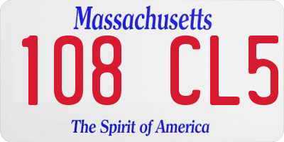 MA license plate 108CL5