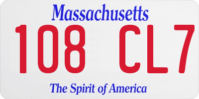 MA license plate 108CL7