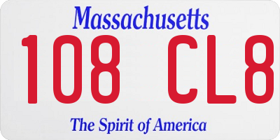 MA license plate 108CL8
